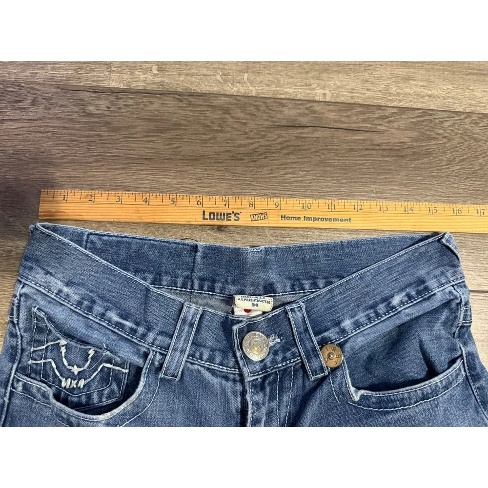 True Religion Mens Jeans Y2K USA World Tour Skull Patch Distressed‎ Size 30 x 27